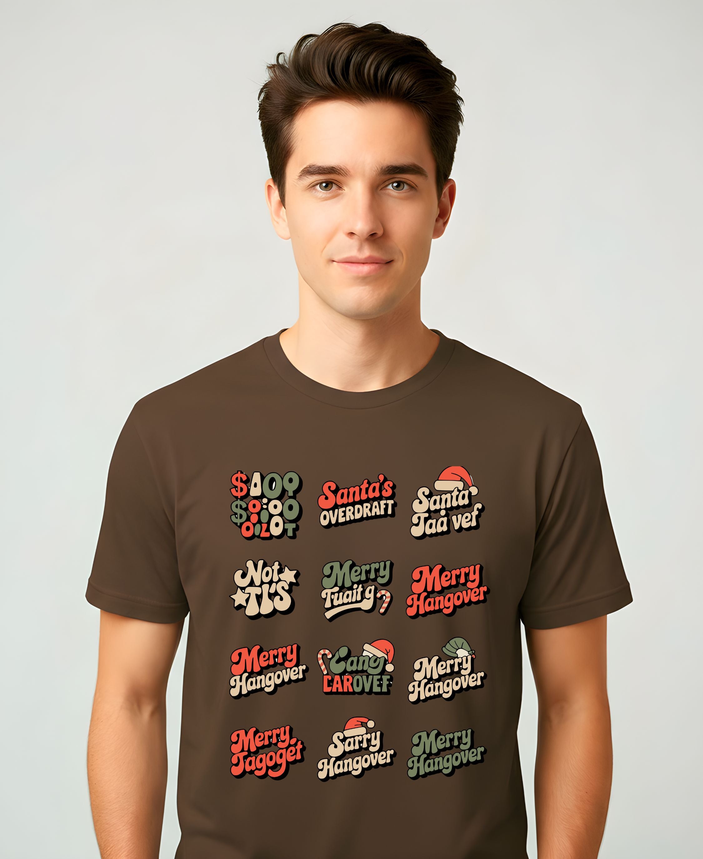Christmas Typo Collage Meme Funny Tee – festive meme t-shirt with funny holiday typo design”