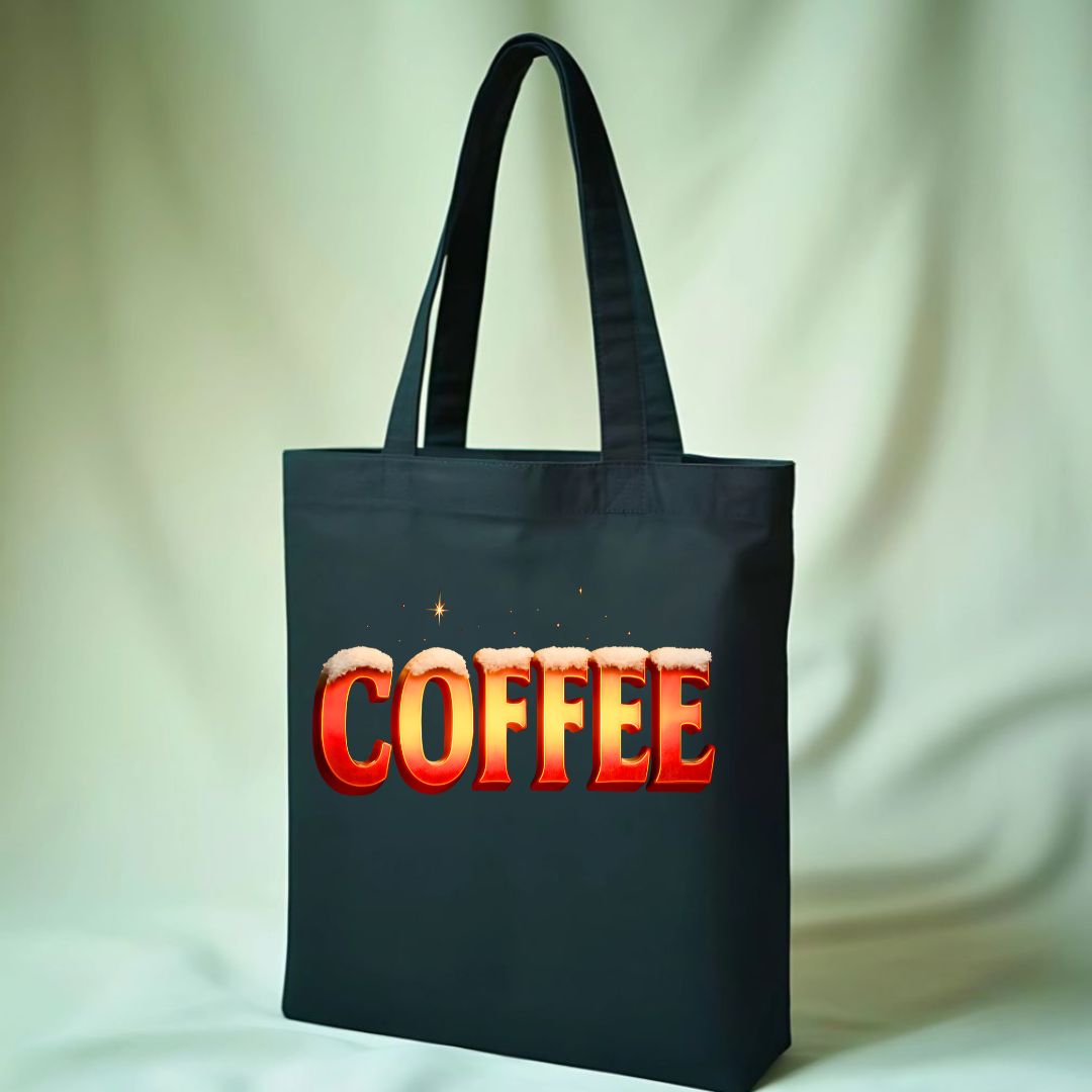 Classic Coffee Tote Bag held by a person at a cafe