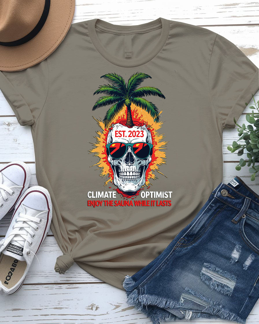 Climate Optimistic Dark Humor T-Shirt with Earth Meltdown Meme Graphic by Memez Store