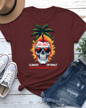 Climate Optimistic Dark Humor T-Shirt with Earth Meltdown Meme Graphic by Memez Store