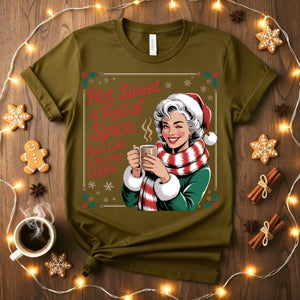 “Coffee Girl Christmas Meme Funny Tee – funny holiday t-shirt for coffee lovers and caffeine queens.”
