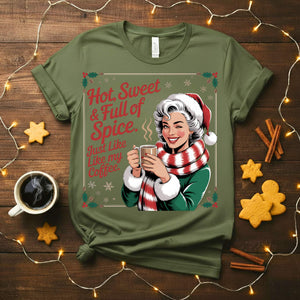 “Coffee Girl Christmas Meme Funny Tee – funny holiday t-shirt for coffee lovers and caffeine queens.”