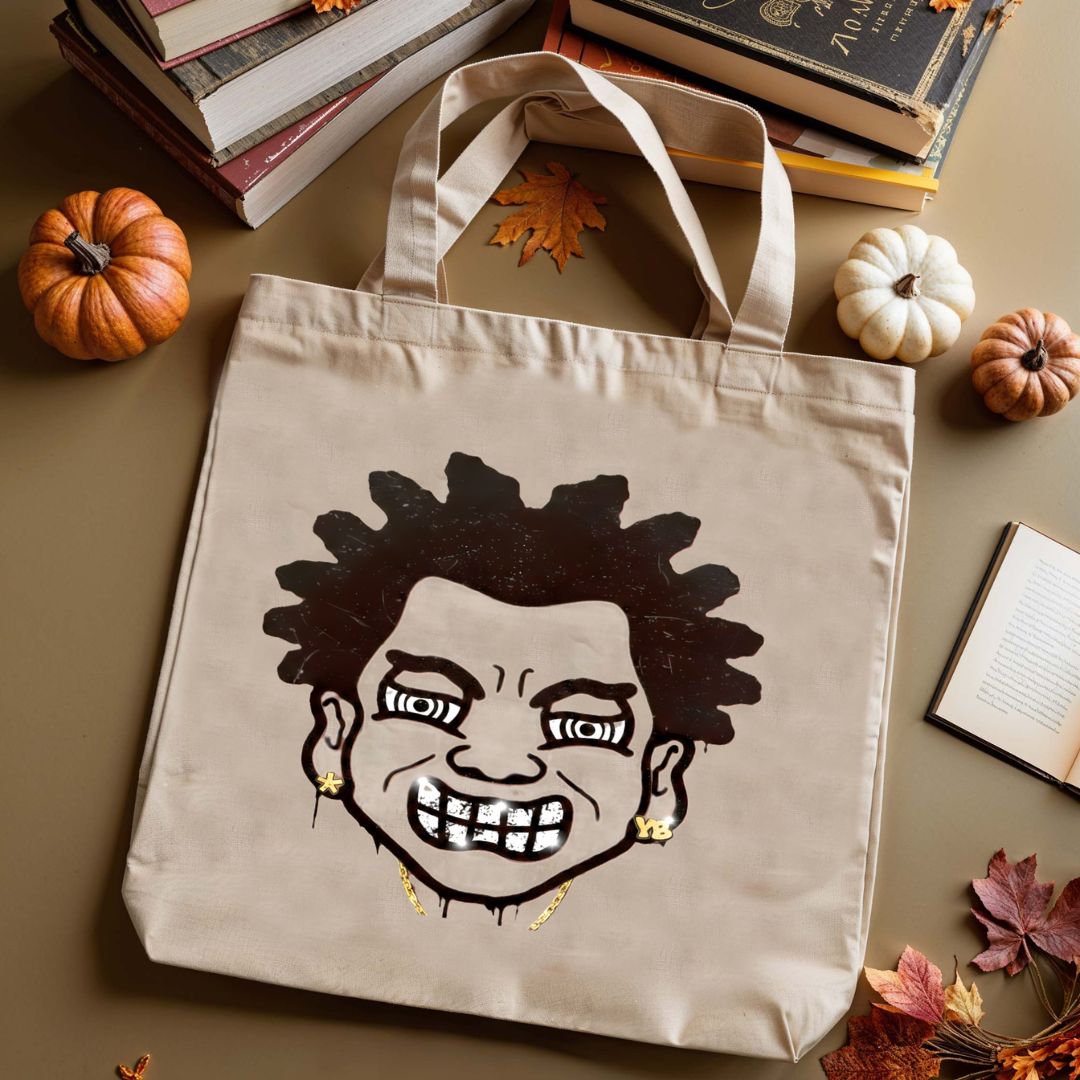 Copy Face With Silver Teeth Tote Bag with viral meme design