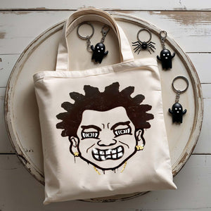 Copy Face With Silver Teeth Tote Bag with viral meme design