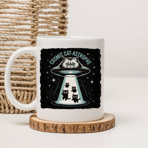 Cosmic Cat Funny Geek Mug with galaxy cat design