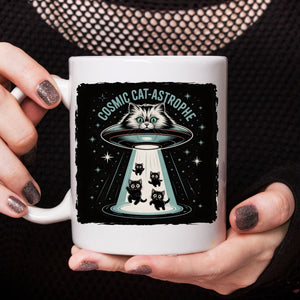 Cosmic Cat Funny Geek Mug with galaxy cat design