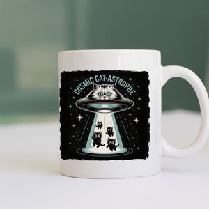 Cosmic Cat Funny Geek Mug with galaxy cat design