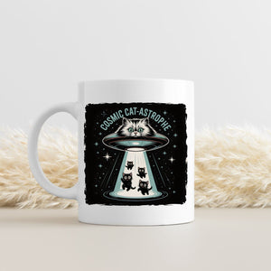 Cosmic Cat Funny Geek Mug with galaxy cat design