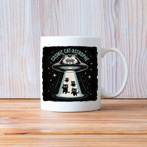 Cosmic Cat Funny Geek Mug with galaxy cat design