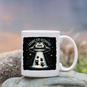 Cosmic Cat Funny Geek Mug with galaxy cat design