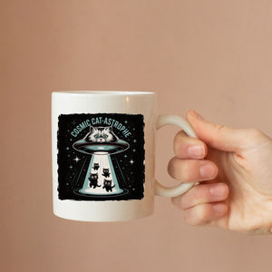 Cosmic Cat Funny Geek Mug with galaxy cat design
