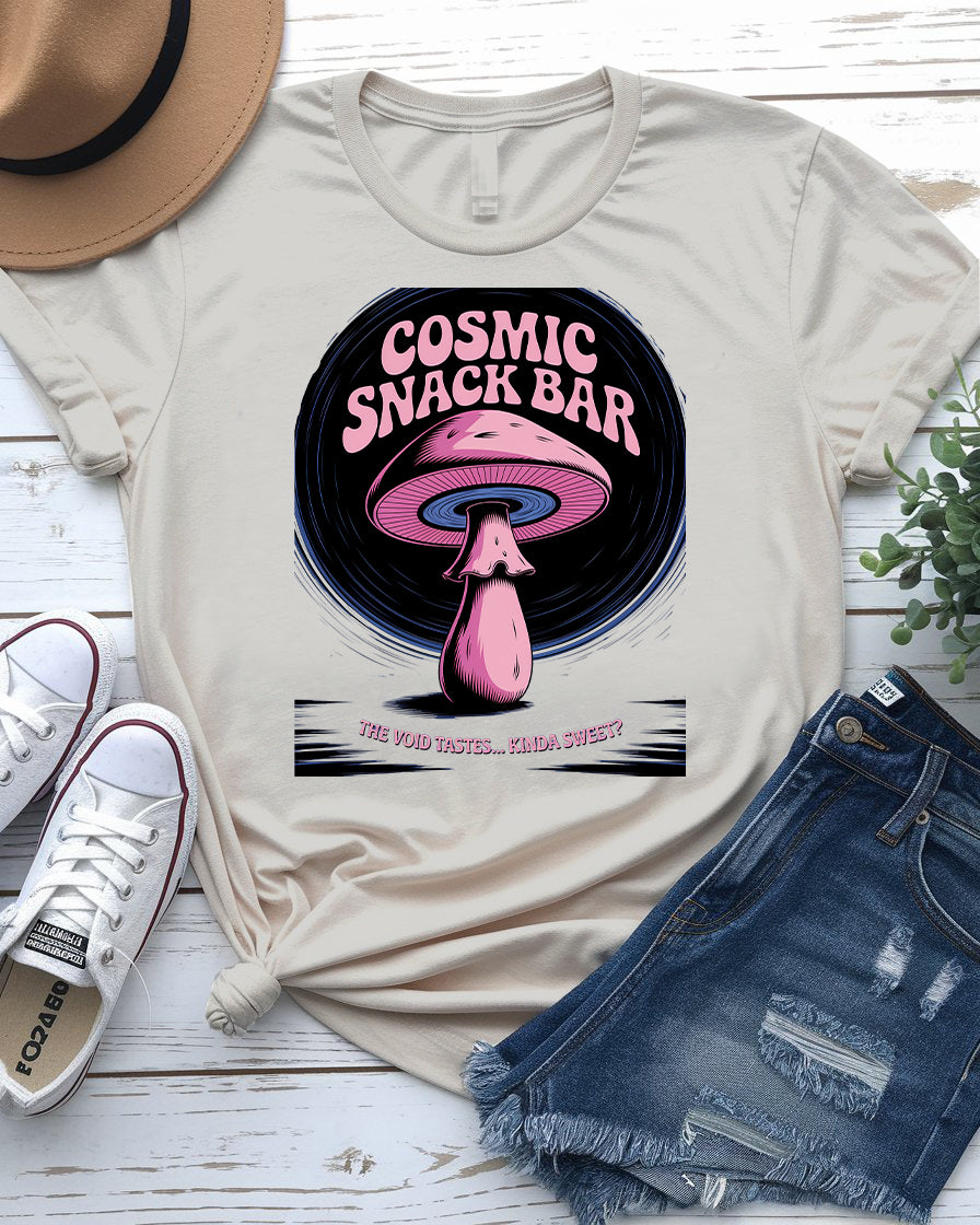 Cosmic Snack Bar Tee – Trippy Mushroom Shirt