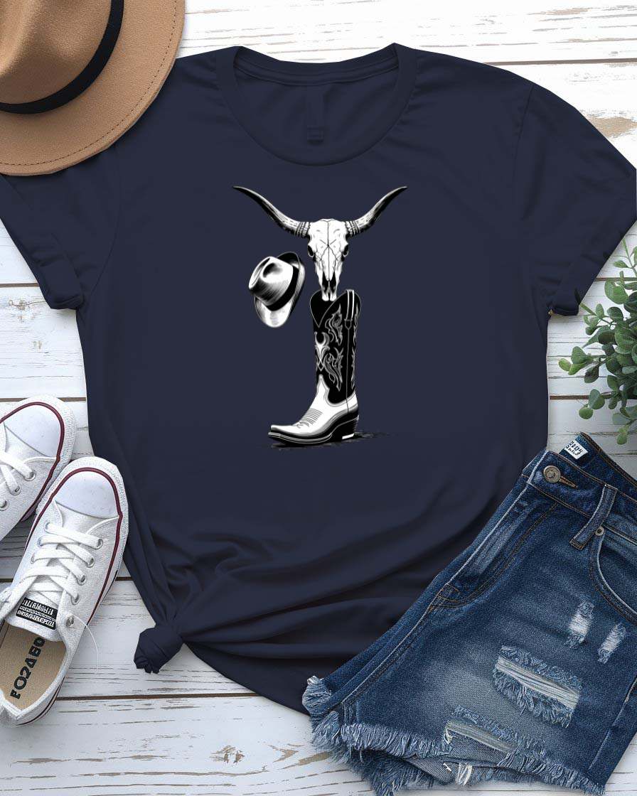 “Cow Boy Accessories Unisex Tee by Memez Store – Front View”