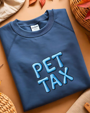 Cozy animal humor embroidered sweatshirt Pet Tax