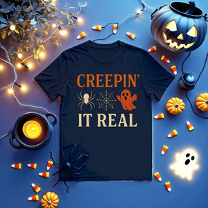 Memez Store Halloween T-shirt that says 'Creep It Real