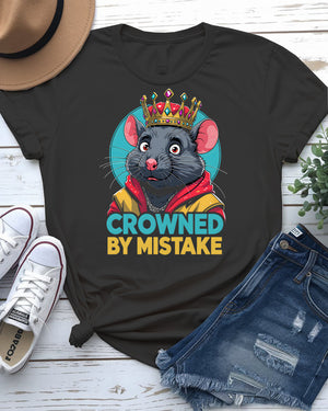 Crown by Mistake Funny Tee with sarcastic royal-themed text and doodle-style crown graphic – made by Memez Store