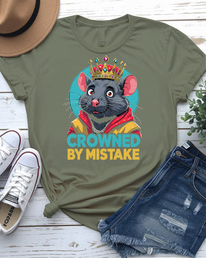 Crown by Mistake Funny Tee with sarcastic royal-themed text and doodle-style crown graphic – made by Memez Store