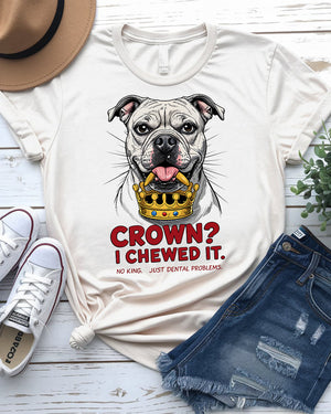 Crowned I Chewed It Tee – Funny Dog Royalty by Memez Store