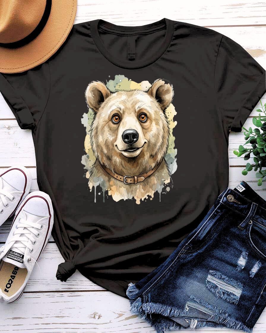 Cute bear tee smiling bear face with honey pot graphic