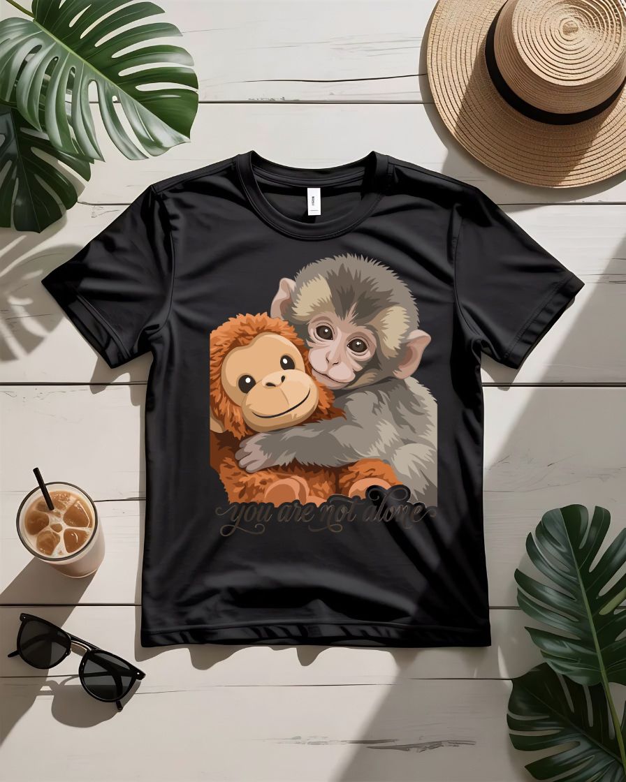Cute monkey tee banana holding primate graphic big ears