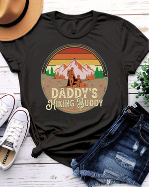 Daddys hiking buddy tee dad and child holding hands mountain trail