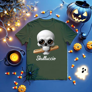 Unisex jersey shirt with funny Halloween skull graphic