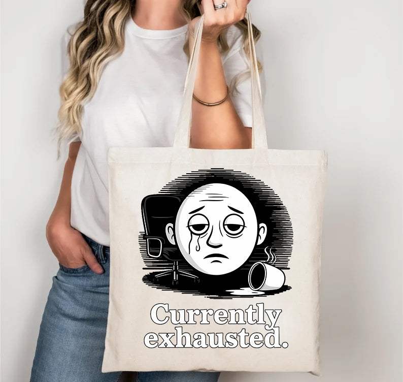 Dark humor tote bag with sarcastic quote