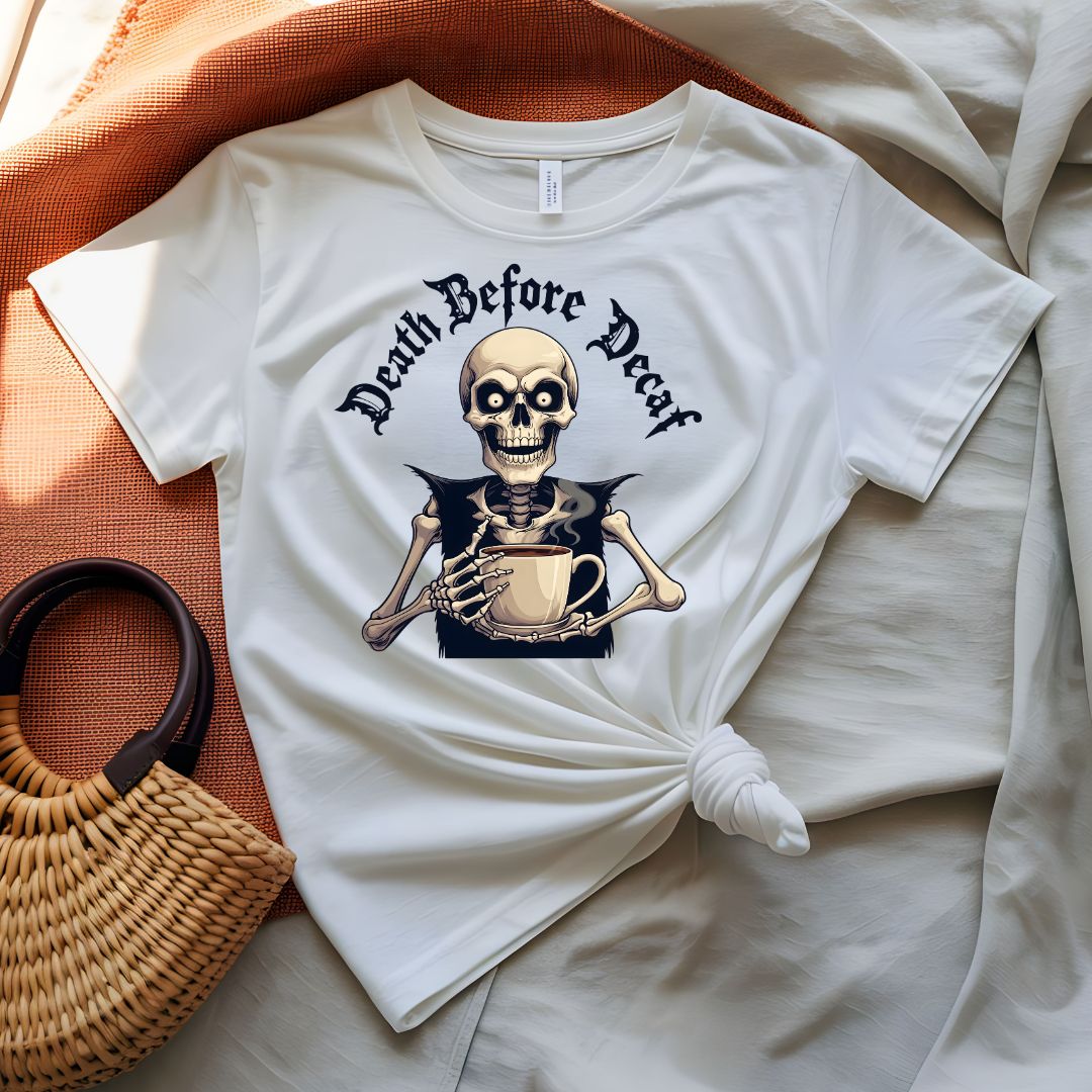Death Before Decaf Bold Coffee Humor T-Shirt