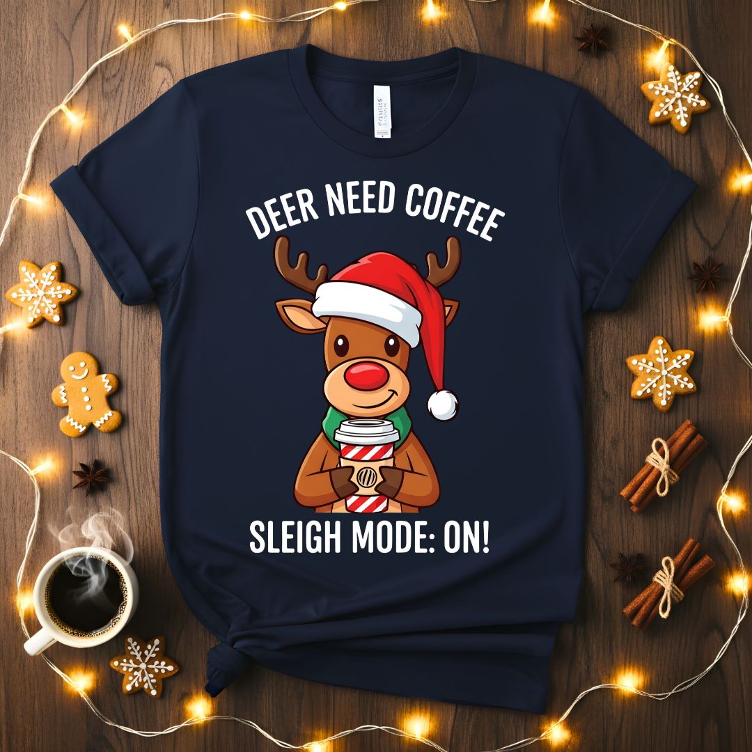 Deer Need Coffee funny Christmas animal meme t-shirt