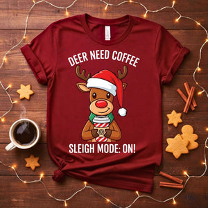 Deer Need Coffee funny Christmas animal meme t-shirt