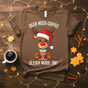 Deer Need Coffee funny Christmas animal meme t-shirt