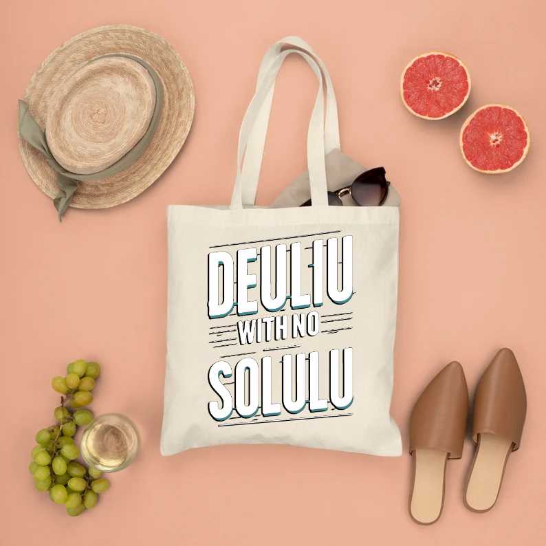 Delulu With Solulu Tote Bag meme canvas design