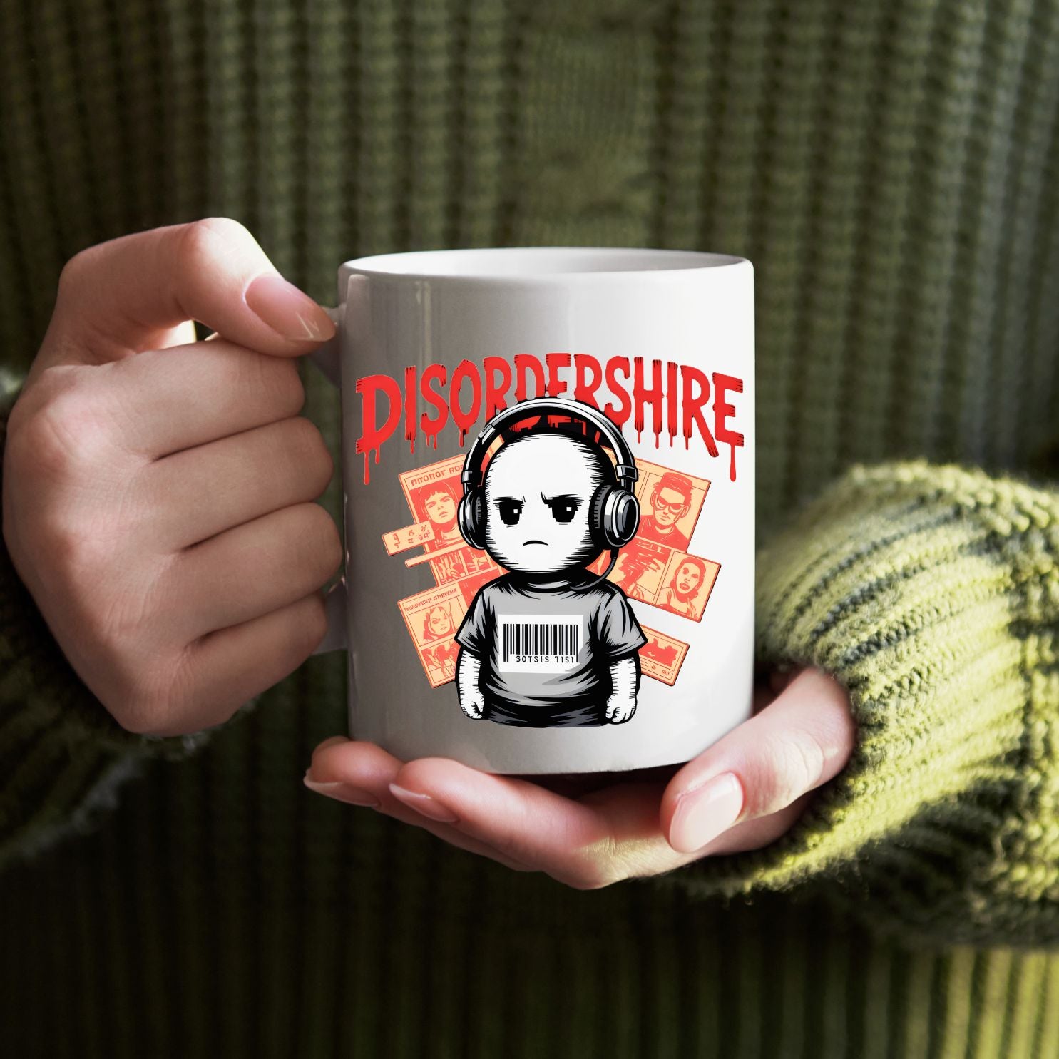 “DisorderShire coffee mug on office desk with laptop