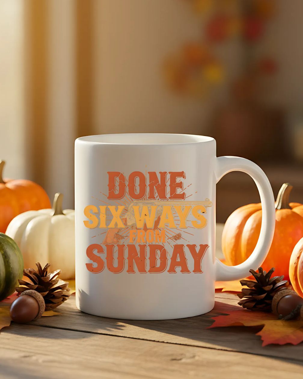 Done Six Ways From Sunday Mug – funny sarcastic ceramic coffee cup gag gift