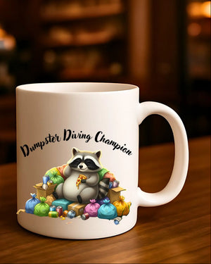 Dumpster raccoon mug funny ceramic coffee cup
