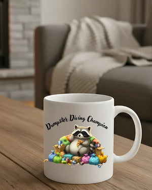 Dumpster raccoon mug funny ceramic coffee cup