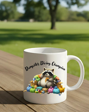 Dumpster raccoon mug funny ceramic coffee cup