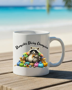 Dumpster raccoon mug funny ceramic coffee cup