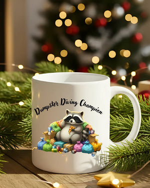 Dumpster raccoon mug funny ceramic coffee cup