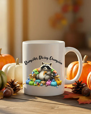 Dumpster raccoon mug funny ceramic coffee cup