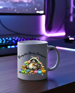 Dumpster raccoon mug funny ceramic coffee cup