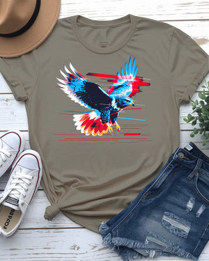 Eagle EDM Tricolor Meme Tee with Patriotic Rave Aesthetic by Memez Store