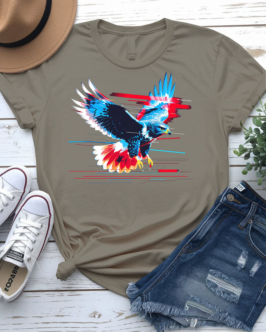 Eagle EDM Tricolor Meme Tee with Patriotic Rave Aesthetic by Memez Store