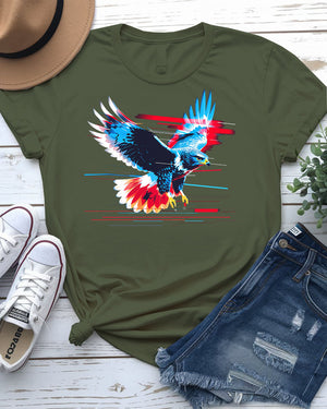 Eagle EDM Tricolor Meme Tee with Patriotic Rave Aesthetic by Memez Store