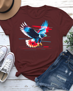 Eagle EDM Tricolor Meme Tee with Patriotic Rave Aesthetic by Memez Store