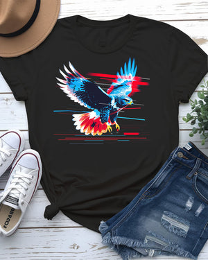 Eagle EDM Tricolor Meme Tee with Patriotic Rave Aesthetic by Memez Store