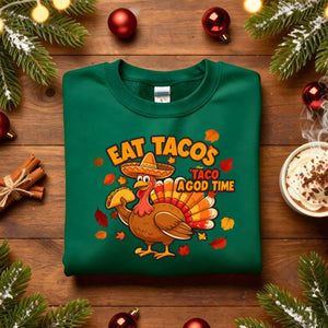 Eat Tacos Meme Funny Sweatshirt for food lovers, funny taco meme hoodie by Memez.Store, cozy fleece taco humor apparel for foodie friends, unisex taco gift sweatshirt for casual wear.