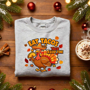 Eat Tacos Meme Funny Sweatshirt for food lovers, funny taco meme hoodie by Memez.Store, cozy fleece taco humor apparel for foodie friends, unisex taco gift sweatshirt for casual wear.