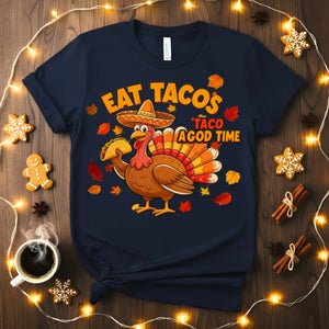 Eat Tacos Meme Funny Tee – Hilarious taco lover t-shirt with bold meme design for foodies, perfect for casual wear or Taco Tuesday outfits.