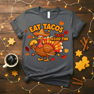 Eat Tacos Meme Funny Tee – Hilarious taco lover t-shirt with bold meme design for foodies, perfect for casual wear or Taco Tuesday outfits.